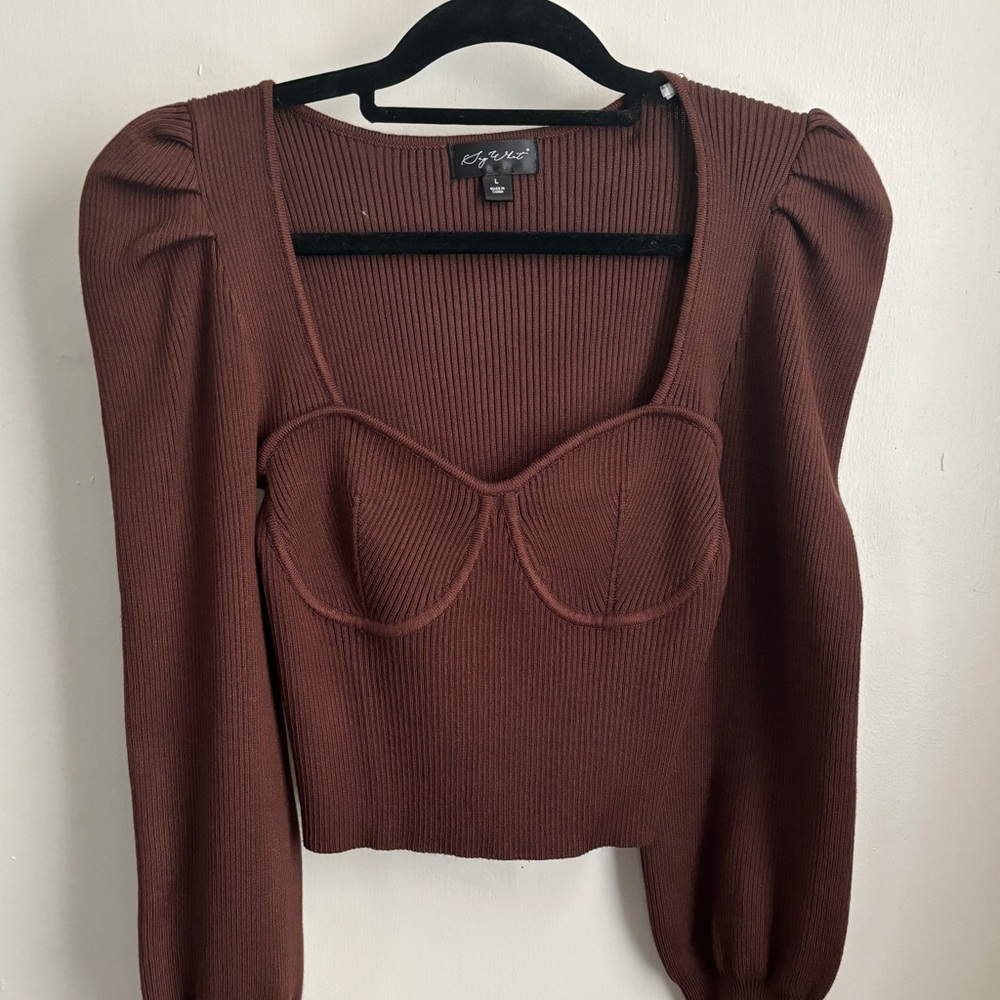 NEVER WORN! Puff Sleeved Square Neck Crop Top
